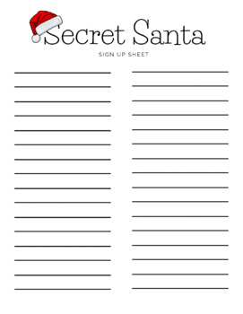 Secret Santa Sign Up Sheet by Allison Rigsby | Teachers Pay Teachers