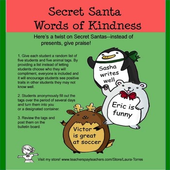 Preview of Secret Santa Words of Kindness