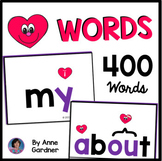 400 Sight Word Cards Coded with Hearts: Fry & Red Words {T