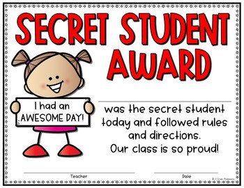 Secret Student Awards FREE by 1st Grade Pandamania TpT