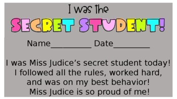 Secret Student Certificate by Classroom Creations with Rio TPT