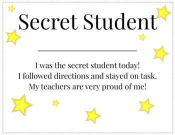 Secret Student Certificate Simple Effective Behavior Management