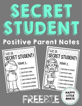 Preview of Secret Student: Positive Parent Note FREEBIE
