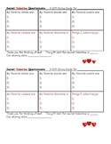 Secret Valentine Questionaire for Gift Giving From Student
