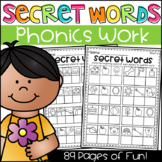 Secret Words Phonics Worksheets - CVC, Long Vowels, Digrap