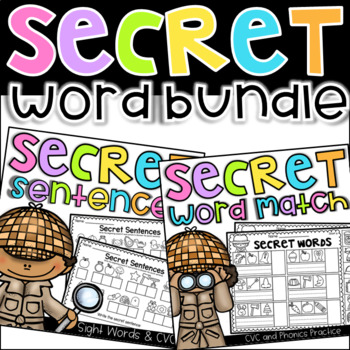 Preview of Secret Words and Sentences Worksheets - BUNDLE