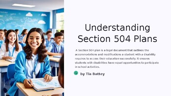 Preview of Section 504 Plans: A User Friendly Resource for Parents