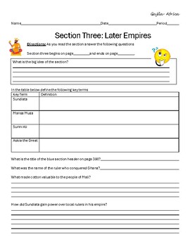 Preview of Section Three- Later Empires Guided Reading