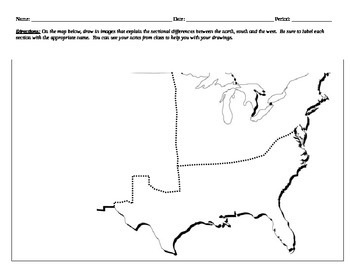 Preview of Sectionalism Map Activity and Reading