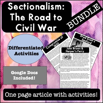 Preview of Sectionalism Reading Passages and Activities Bundle & Distance Learning