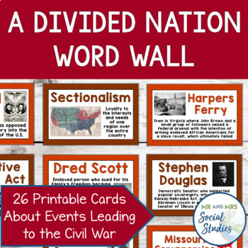Preview of Sectionalism Word Wall | A Nation Divided Word Wall