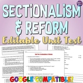 Sectionalism and Reform Unit Test: 1800s Quiz Worksheet & 