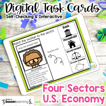 Preview of Sectors of U.S. Economy DIGITAL Task Cards | DISTANCE LEARNING | (SS5E2a,b,c,d)