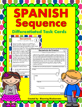 Preview of Secuencia de eventos / Sequence SPANISH Task Cards - Digital - Distance Learning