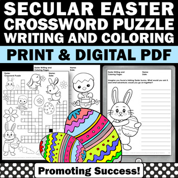Preview of Easter Holiday Crossword Puzzle Easter Coloring Sheets Writing Paper with Lines