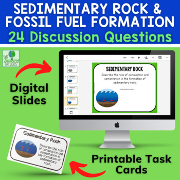 Preview of Sedimentary Rocks & Fossil Fuels Discussion Cards - Print & Digital Activity