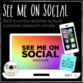 Preview of See Me On Social FollowMe Back-to-School All About Me Social Media Activities