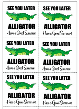 See You Later Alligator By Miss Johnson S Kindergarten Necessities
