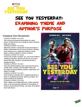 Preview of Teaching w/Movies: See You Yesterday Mini Unit (Distance Learning)