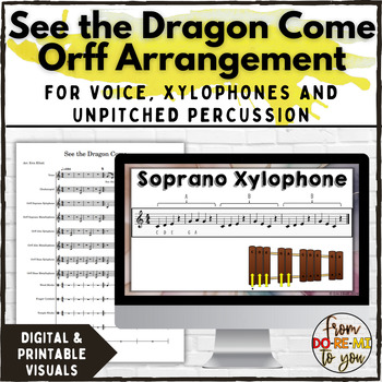Preview of See the Dragon Come Orff Arrangement for Lunar New Year
