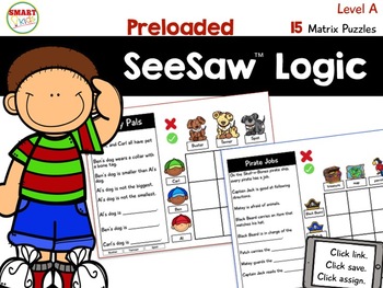 Preview of SeeSaw™ Logic Matrix Puzzles Level A  Distance Learning