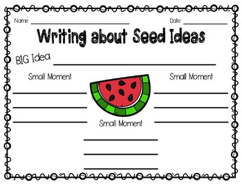 Preview of Seed Ideas Graphic Organizer- Small Moment Story