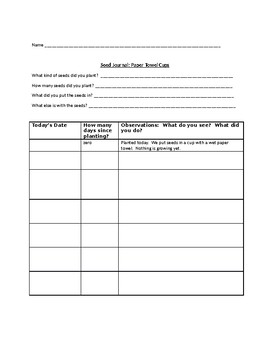 Preview of Seed Journal: Observation chart for students germinating seeds