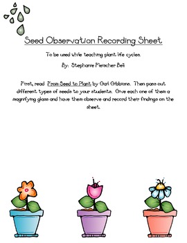 Preview of Seed Observation Recording Sheet