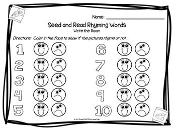 Low Prep Garden Themed Rhyming Words Write The Room