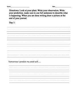 Seed and plant growth journal by Laura Duverge | TpT