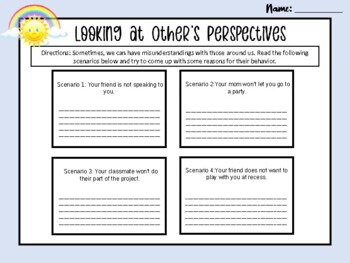 Preview of Seeing Other's Perspectives Worksheet