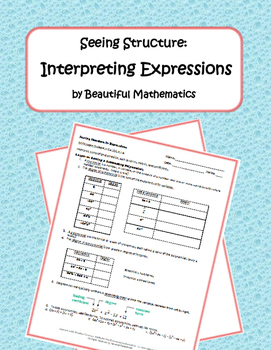 Interpret The Structure Of Expressions Worksheets Teaching Resources Tpt