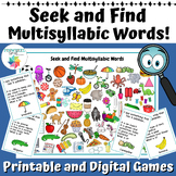 Seek and Find Multisyllabic Words 2, 3, 4 syllable words R
