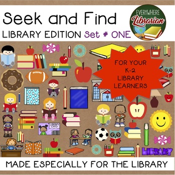Preview of Seek and Find Picture Puzzles for School Library - 5 Primary Activities NO PREP