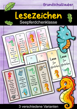 Preview of Seepferdchen Lesezeichen für die Seepferdchenklasse - 3 Varianten (Deutsch)