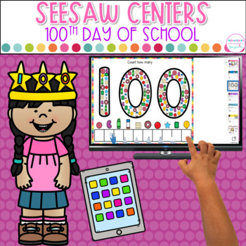 Preview of 100th Day of School Activities No PREP Digital Seesaw Math and Literacy Centers