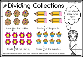 Seesaw Math Activities Fractions Half Quarter Eighth by Kimberly Jayne