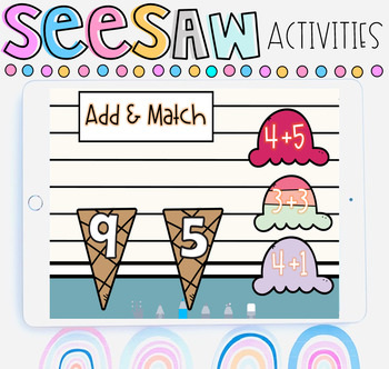 Preview of Seesaw Digital Learning Ice Cream Addition 1-10 #distancelearning