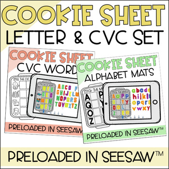 Preview of Kindergarten LETTER & CVC Seesaw Activities & Magnetic Letter Cookie Sheets