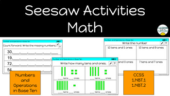 Preview of Seesaw Math Activities|Numbers and Operations in Base Ten|Distance Learning