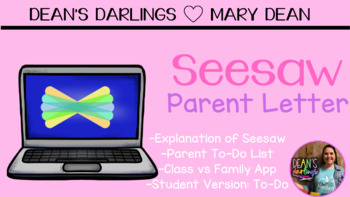 Preview of Seesaw Parent Letter