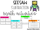 Seesaw Subtraction Math Activities|Distance Learning