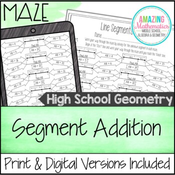 Preview of Segment Addition Worksheet - Maze Activity