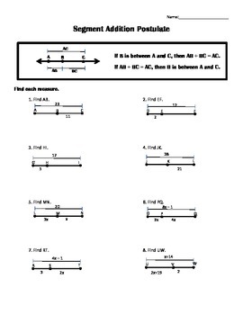 unit one geometry basics homework two segment addition postulate