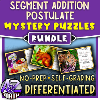 Preview of Segment Addition Postulate Activities Digital Pixel Art 3 Level Differentiated