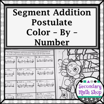 Preview of Segment Addition Postulate Color-By-Number Wintery Worksheet