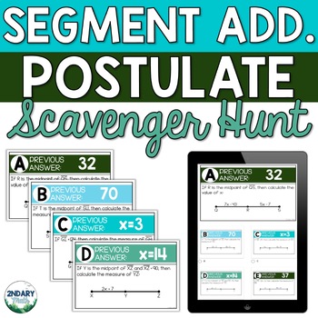 Preview of Segment Addition Postulate Digital and Printable Scavenger Hunt Activity