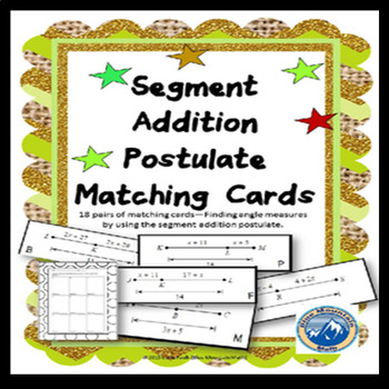 Preview of Segment Addition Postulate Matching Card/ Card Sort Set