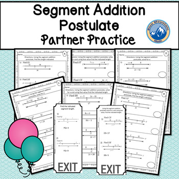 Segment Addition Postulate Partner Practice by Blue Mountain Math