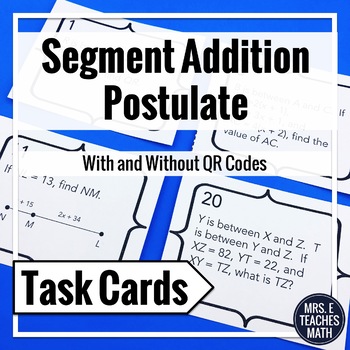 Preview of Segment Addition Postulate Task Cards